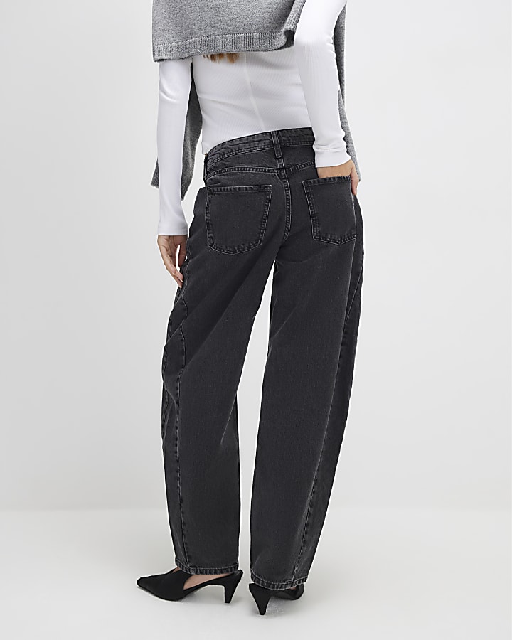 River Island Black Seamed Barrel Leg Jeans