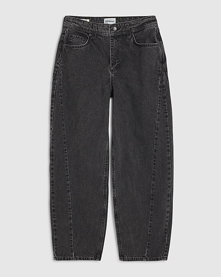 river island Black Seamed Barrel Leg Jeans
