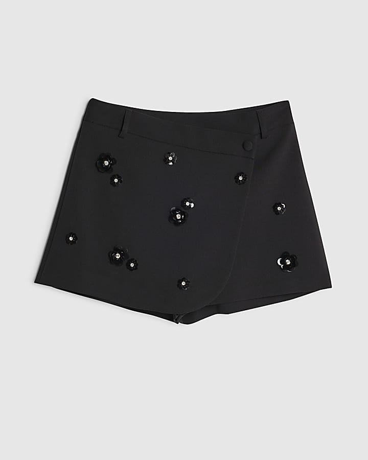 river island Black Sequin Embellished Skort