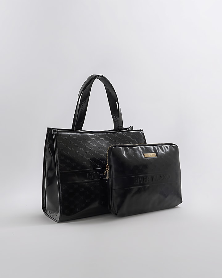 River Island Black Shopper And Laptop Bag Bundle