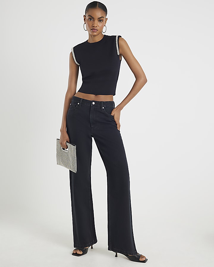 River Island Black Shoulder Top