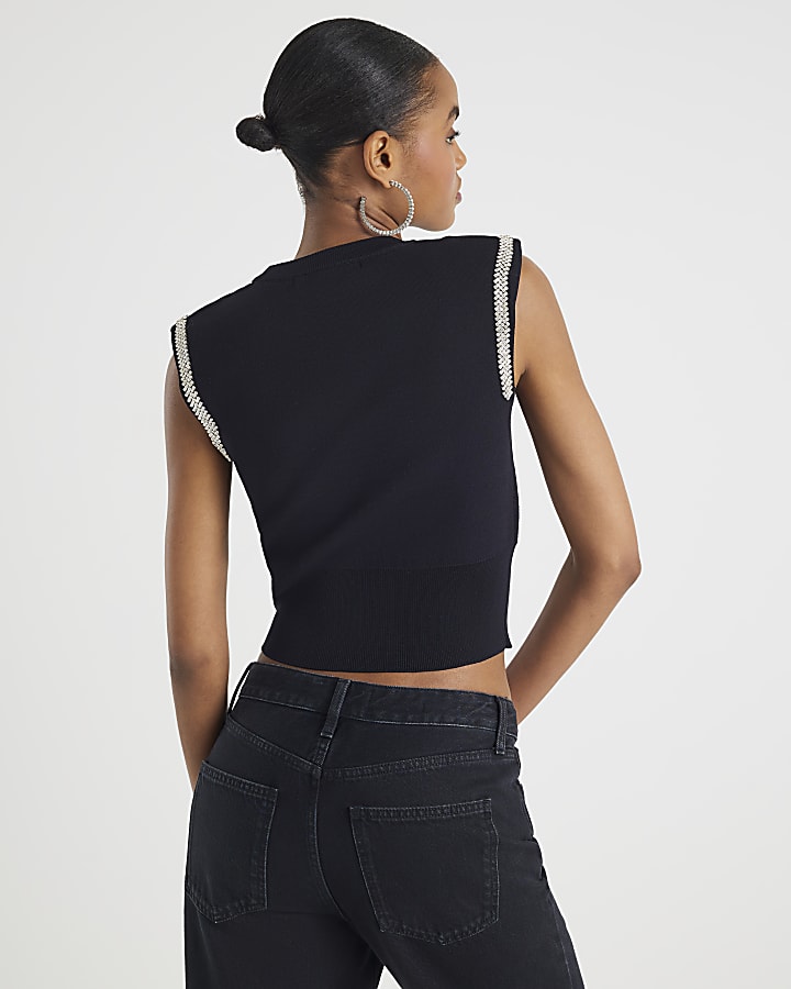 River Island Black Shoulder Top