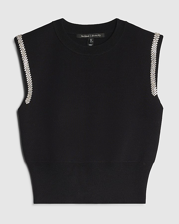 river island Black Shoulder Top