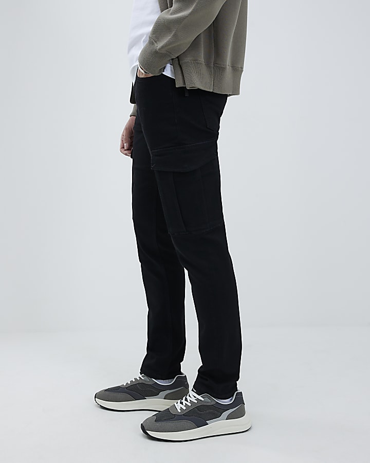 River Island Black Skinny Fit Cargo Jeans
