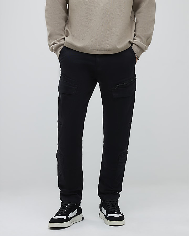 River Island Black Skinny Fit Cargo Trousers