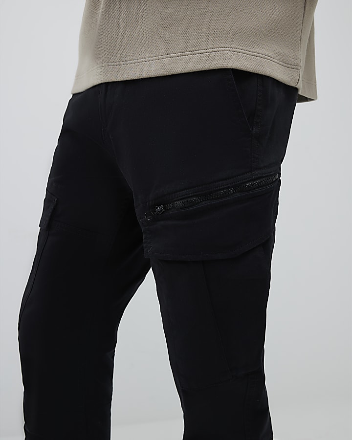 River Island Black Skinny Fit Cargo Trousers