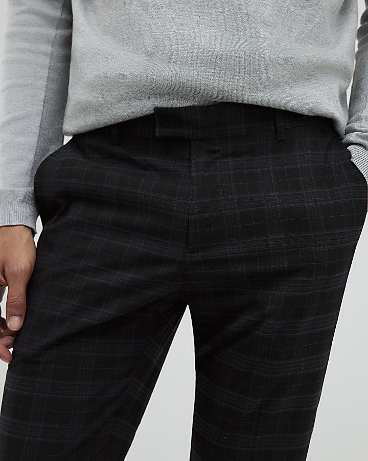 River Island Black Skinny Fit Check Trousers
