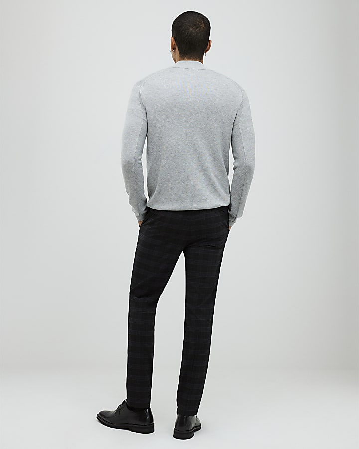 River Island Black Skinny Fit Check Trousers