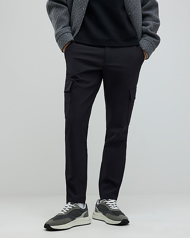 River Island Black Skinny Fit Smart Cargo Trousers