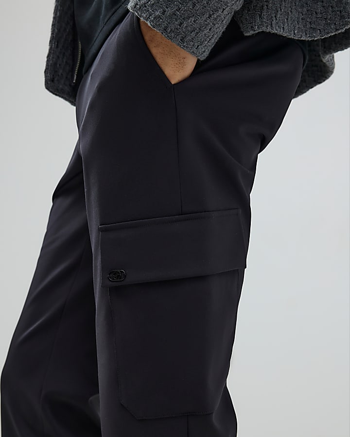 River Island Black Skinny Fit Smart Cargo Trousers