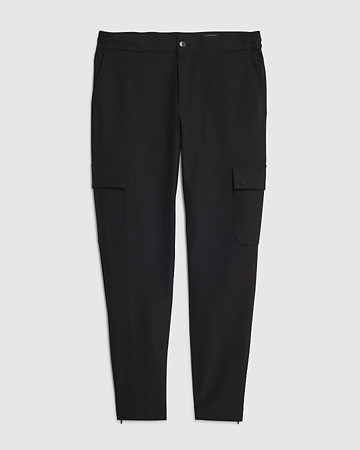 river island Black Skinny Fit Smart Cargo Trousers