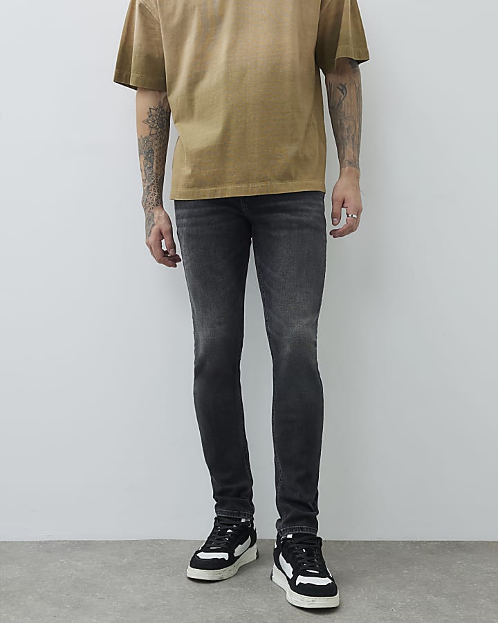 River Island Black Skinny Fit Washed Jeans