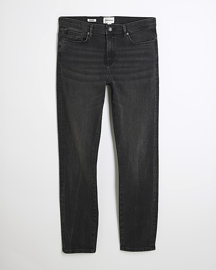 river island Black Skinny Fit Washed Jeans