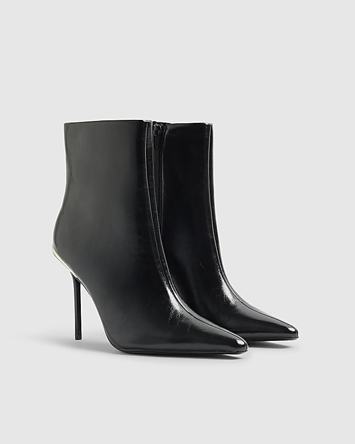 River Island Black Skinny Heel Pointed Ankle Boots