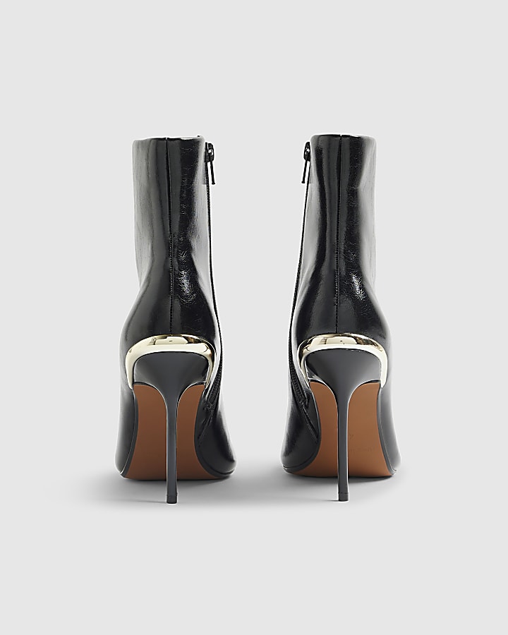 River Island Black Skinny Heel Pointed Ankle Boots