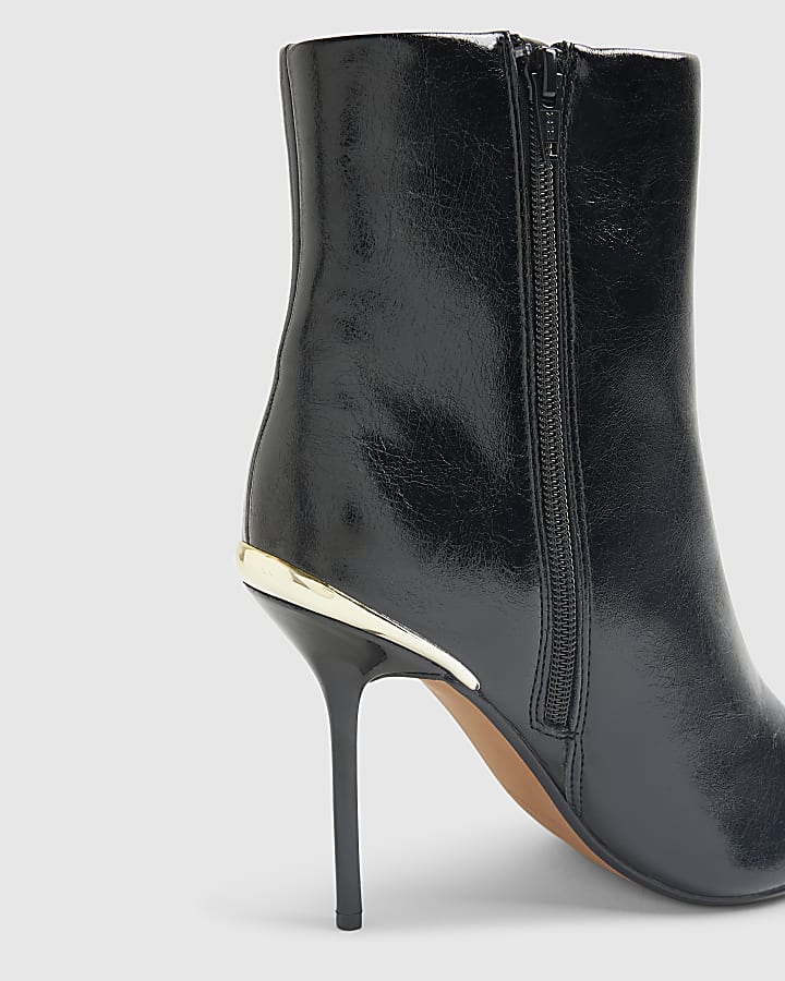 River Island Black Skinny Heel Pointed Ankle Boots