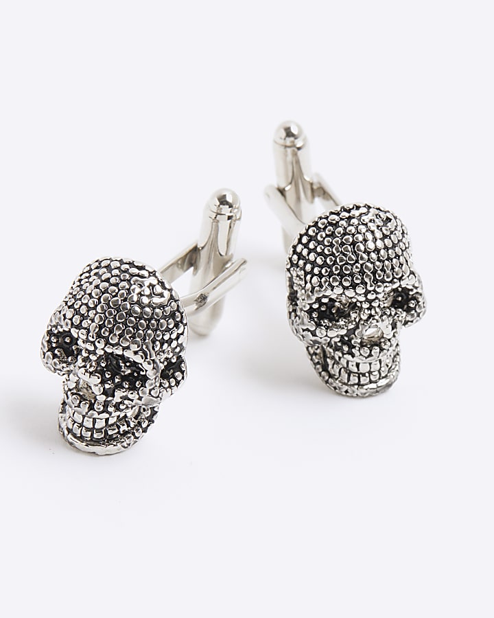river island Black Skull Cufflinks