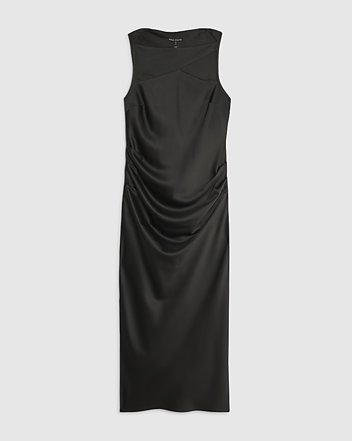 river island Black Slash Neck Maxi Dress