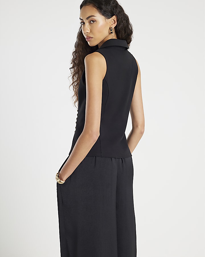 River Island Black Sleeveless Asymmetric Waistcoat