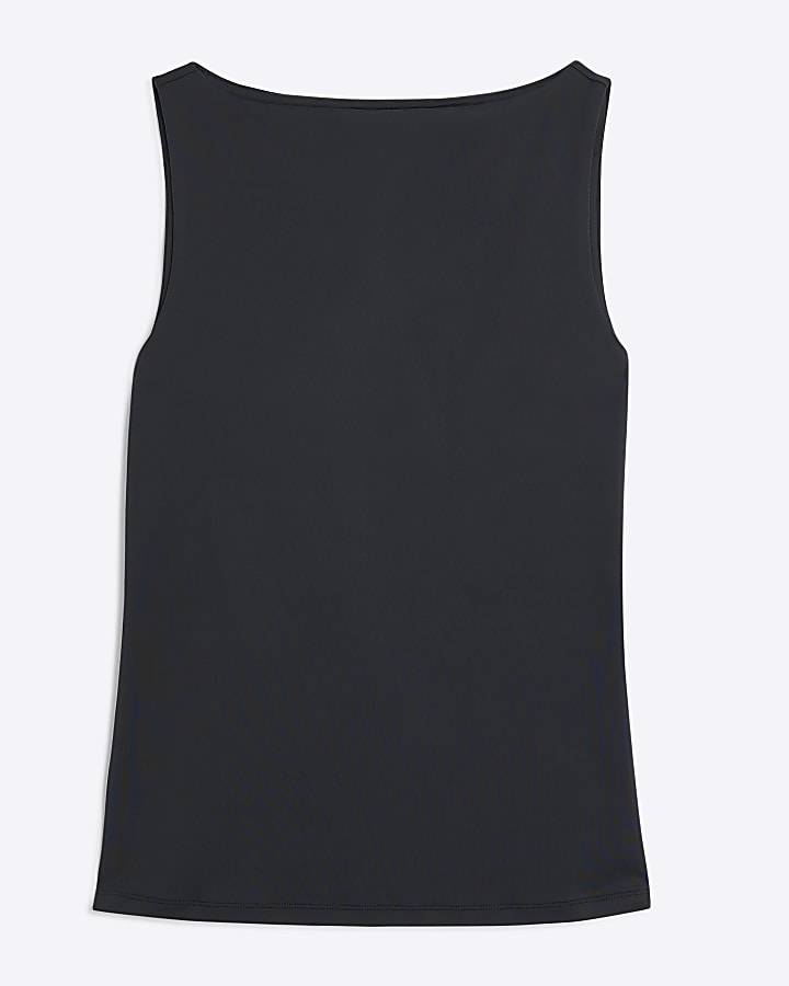 river island Black Sleeveless Boat Neck Top