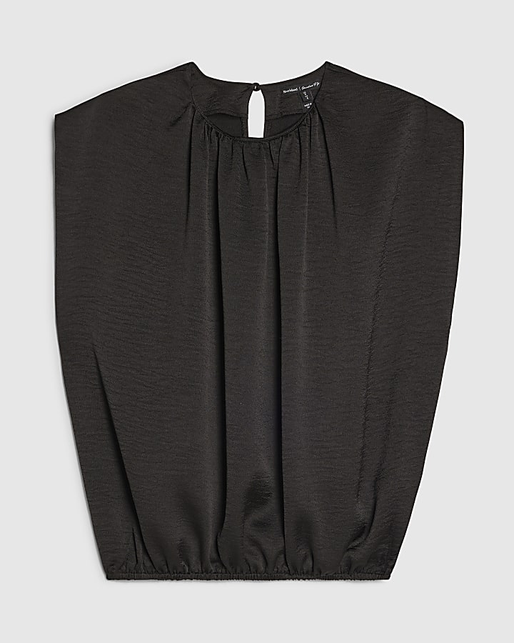 river island Black Sleeveless Bubble Hem Top