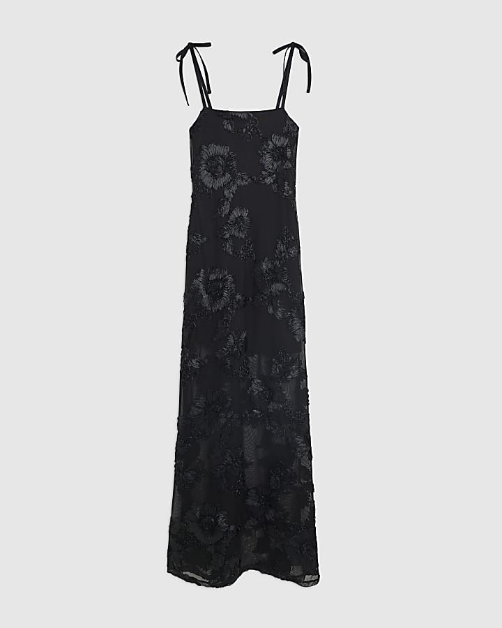 river island Black Sleeveless Cornelli Maxi Dress