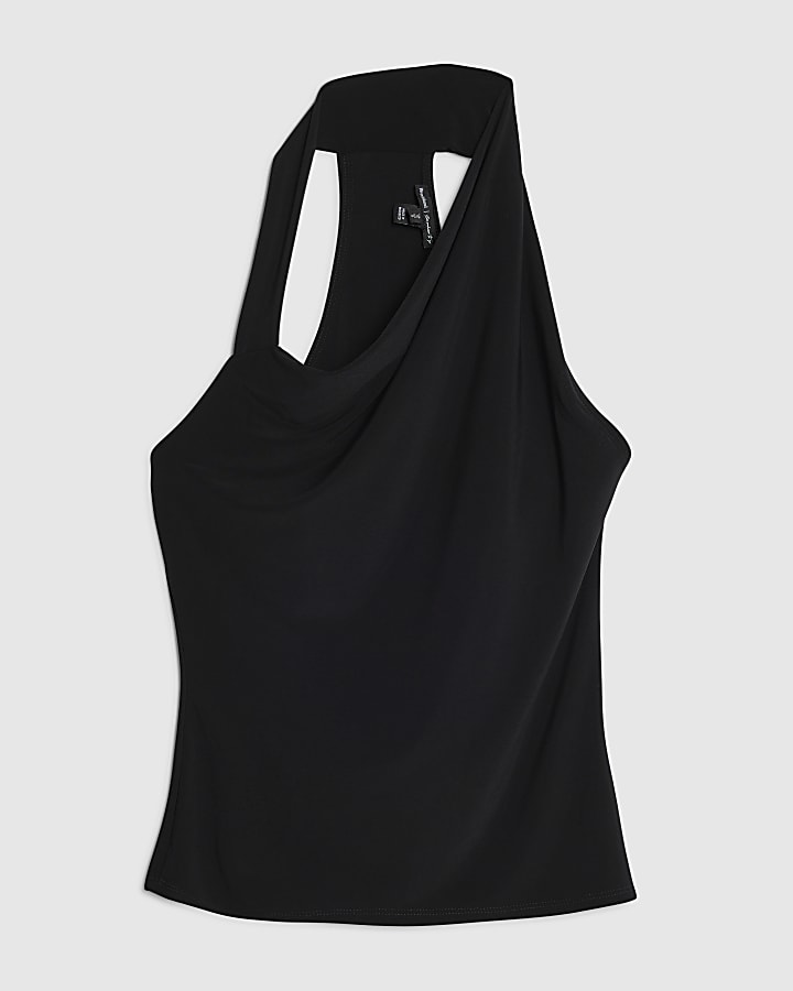 river island Black Sleeveless Halter Neck Top