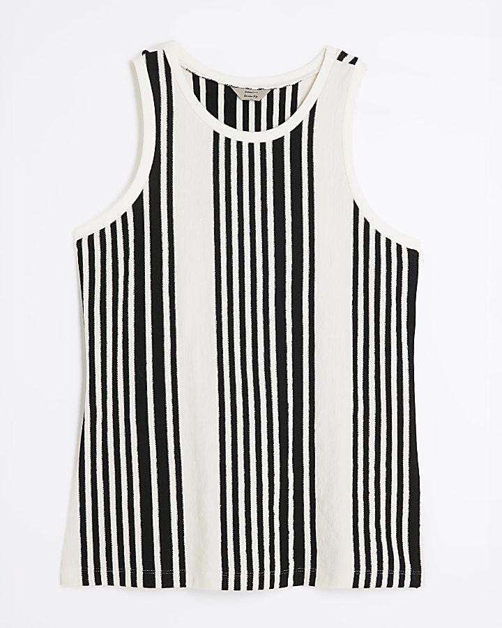 river island Black Sleeveless Stripe Tank Top