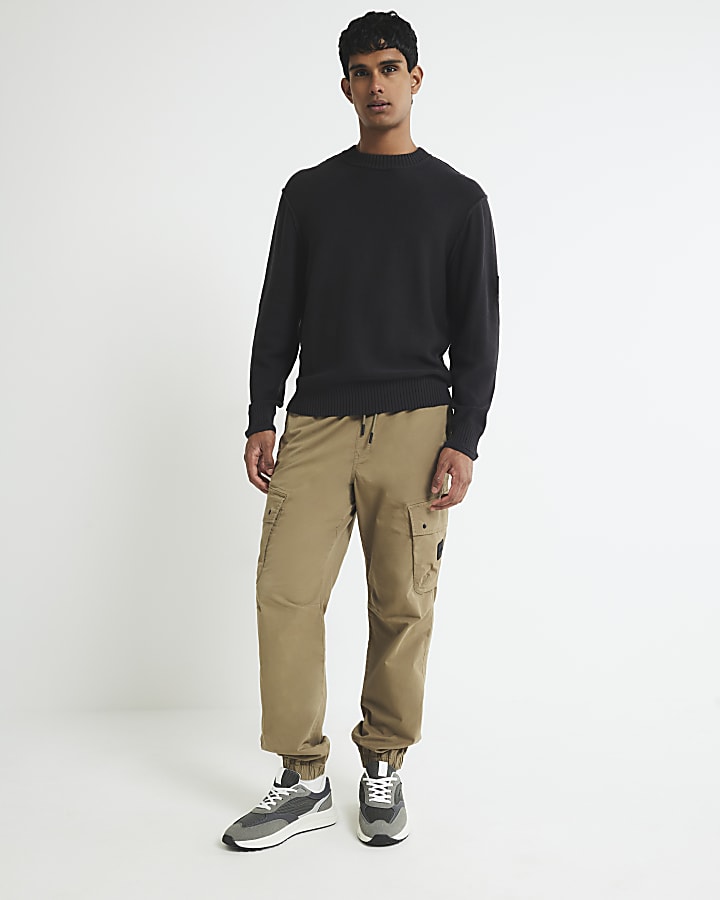 River Island Black Slim Fit Badged Jumper