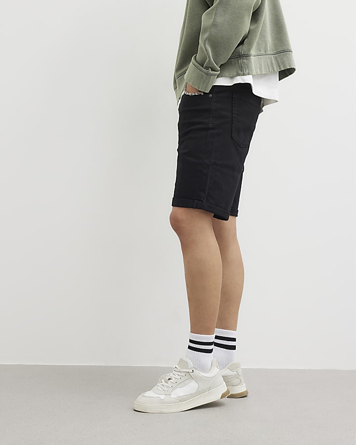 River Island Black Slim Fit Denim Shorts