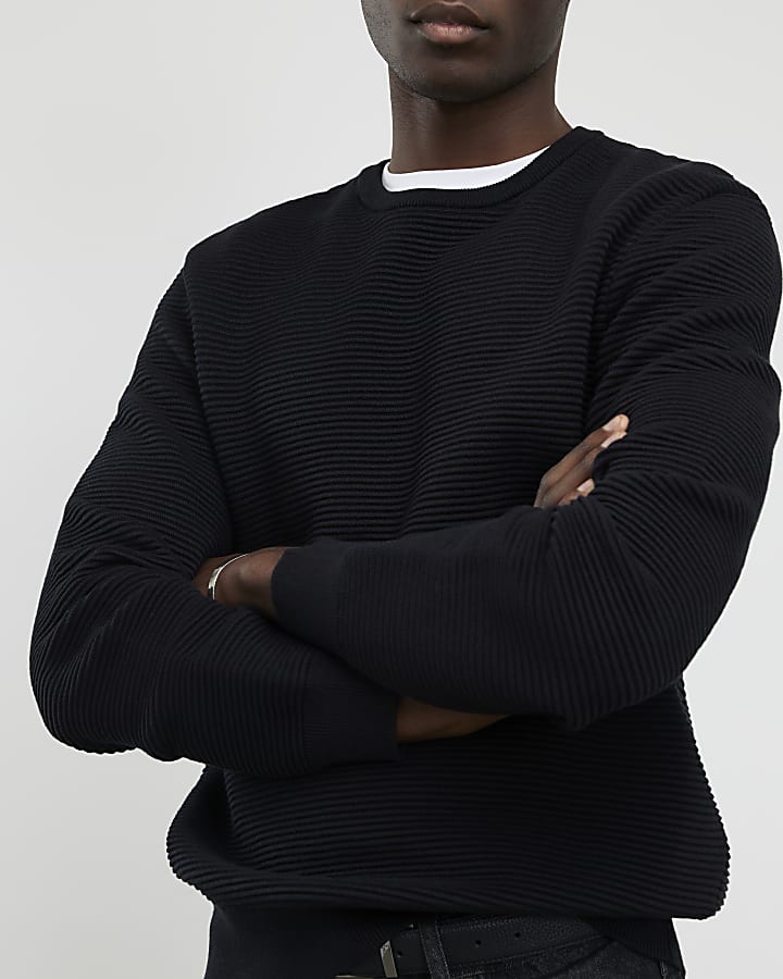 River Island Black Slim Fit Knit Jumper