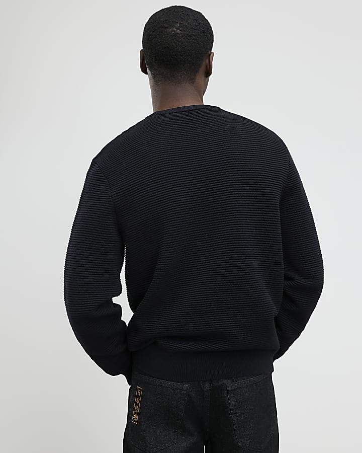River Island Black Slim Fit Knit Jumper