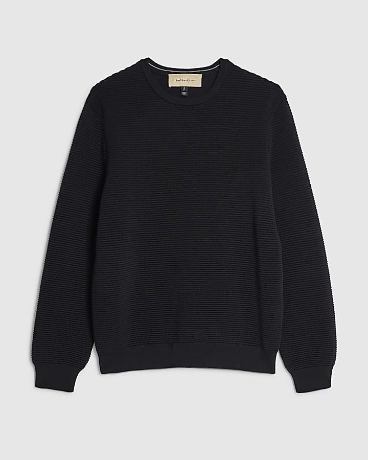 river island Black Slim Fit Knit Jumper