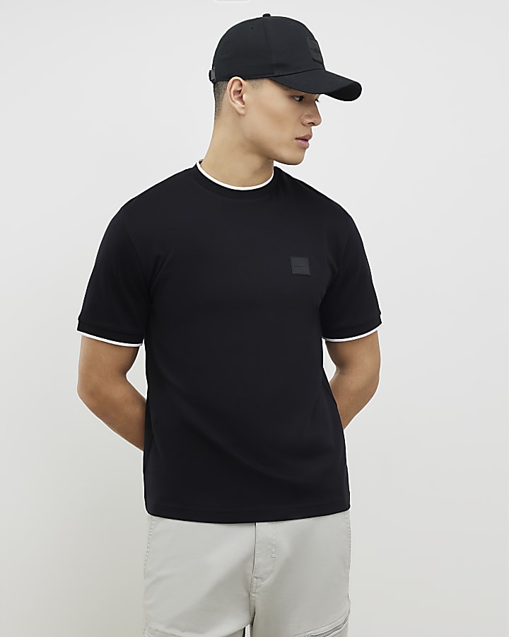 River Island Black Slim Fit MCMXII Badge T-Shirt