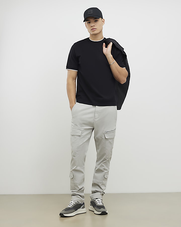 River Island Black Slim Fit MCMXII Badge T-Shirt