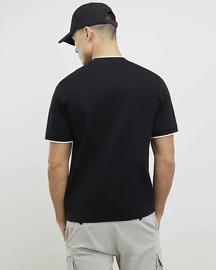 River Island Black Slim Fit MCMXII Badge T-Shirt