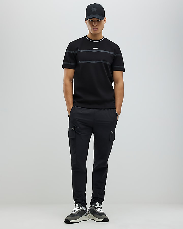 River Island Black Slim Fit MCMXII T-Shirt