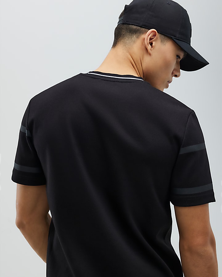 River Island Black Slim Fit MCMXII T-Shirt