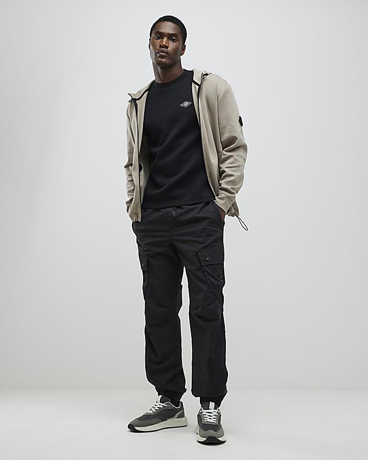 River Island Black Slim Fit Metal Badge T-Shirt