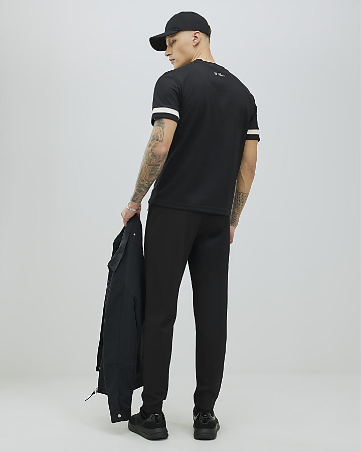River Island Black Slim Fit Pique Joggers