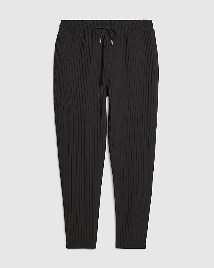 river island Black Slim Fit Plisse Joggers