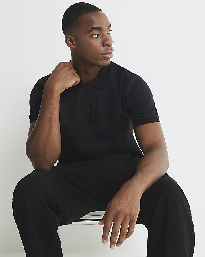River Island Black Slim Fit Polo Shirt