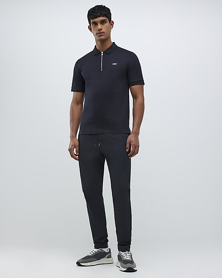 River Island Black Slim Fit Premium Polo Shirt