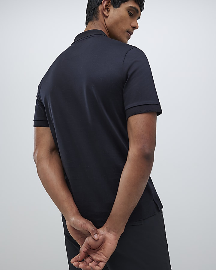 River Island Black Slim Fit Premium Polo Shirt