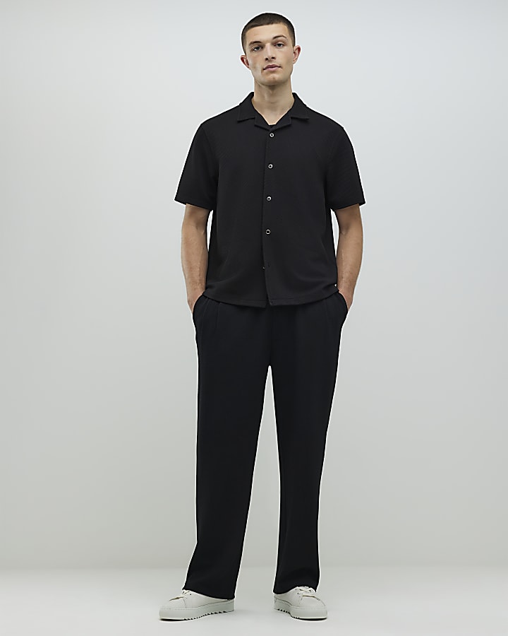 River Island Black Slim Fit Revere Shirt