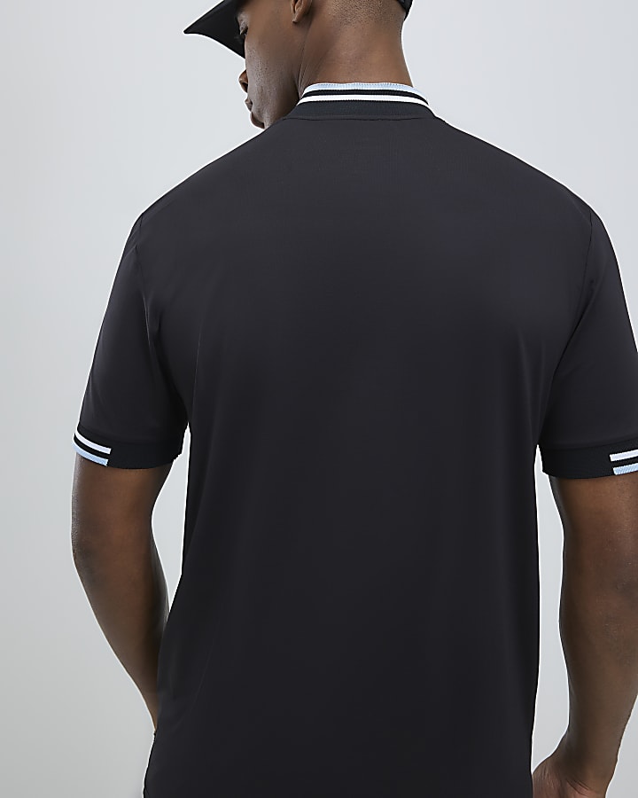 river island Black Slim Fit Square Neck T-Shirt