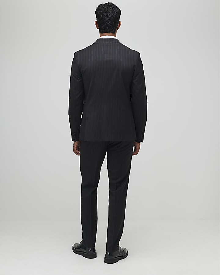 River Island Black Slim Fit Stripe Suit Trousers