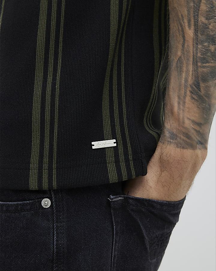 River Island Black Slim Fit Stripe T-Shirt