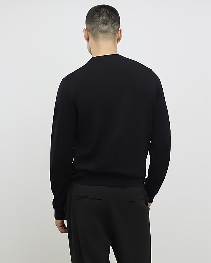 River Island Black Slim Fit Sweatshirt