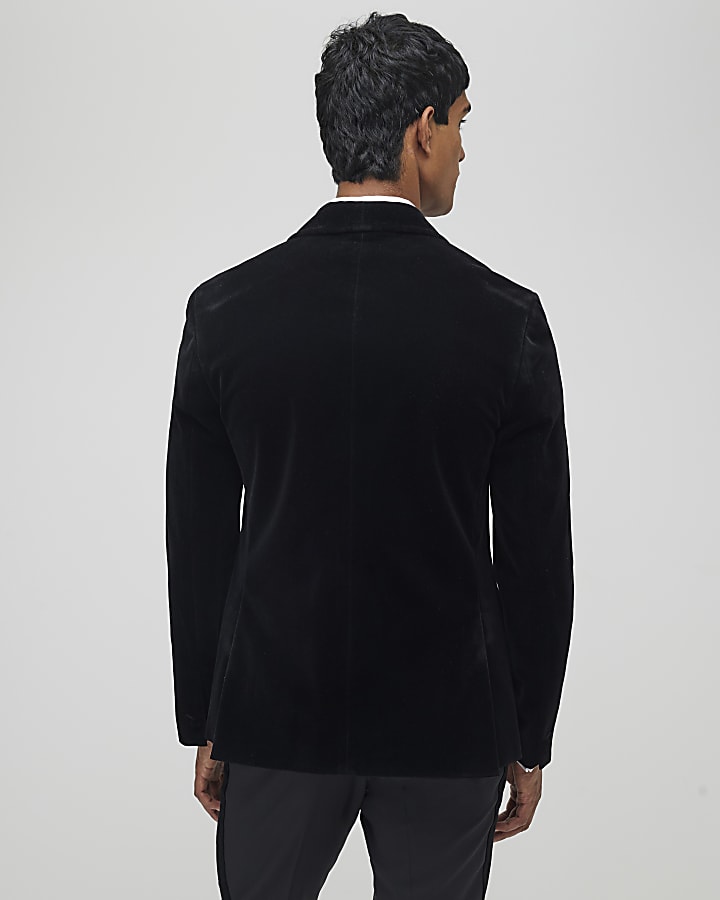 River Island Black Slim Fit Velvet Suit Jacket